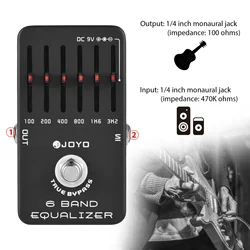 JOYO 6 밴드 EQ 기타 페달 이퀄라이저 이펙트 페달, 일렉트릭 기타 이펙트 페달, 트루 바이패스 DC 9V 배터리 지원, 6.35mm