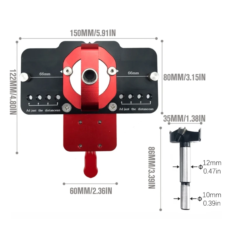 Concealed Hinge Jig 35mm Hinge Jig with and Dust Vacuum Adapter Drosphip