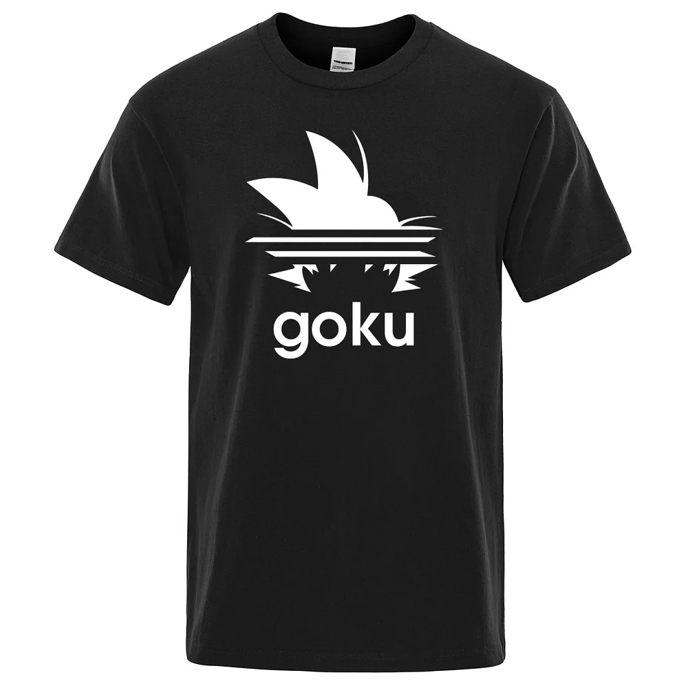 Letnie męskie t-shirty GOKU drukowane Casual męskie koszulki z krótkim rękawem moda oddychające bawełniane topy luźne, ponadgabarytowe koszulki z