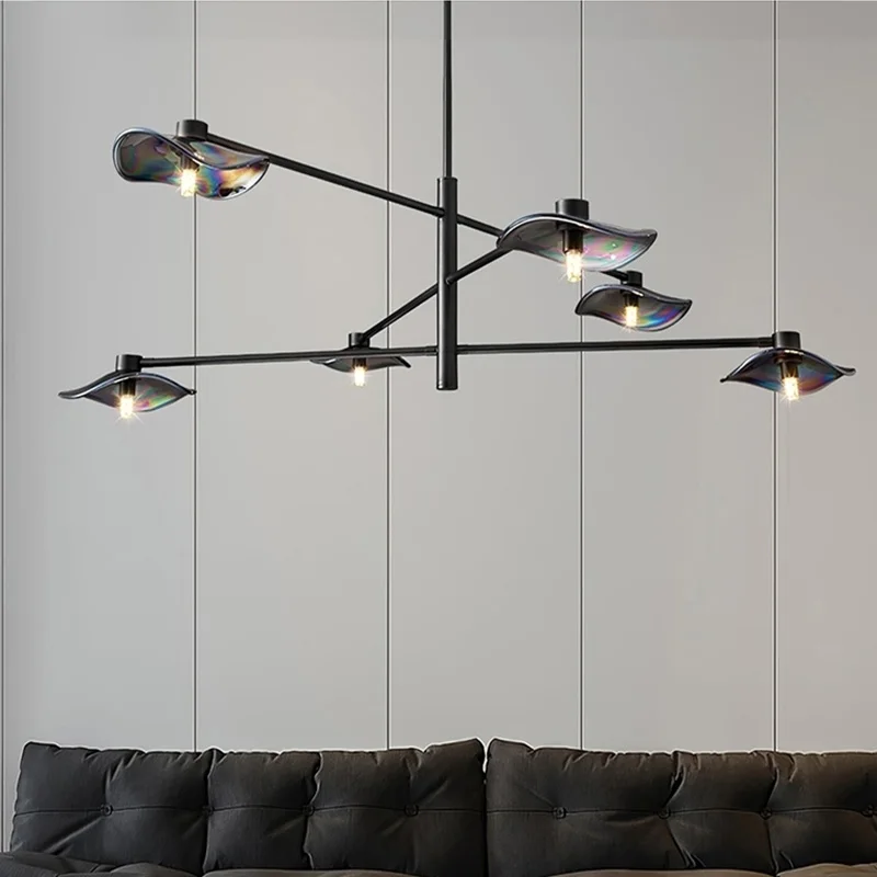 

Nordic Vintage Stained Glass Pendant Lamp Flush Mount Iron Brass Gold Black Silver Dimmable Ceilings Lustre Design