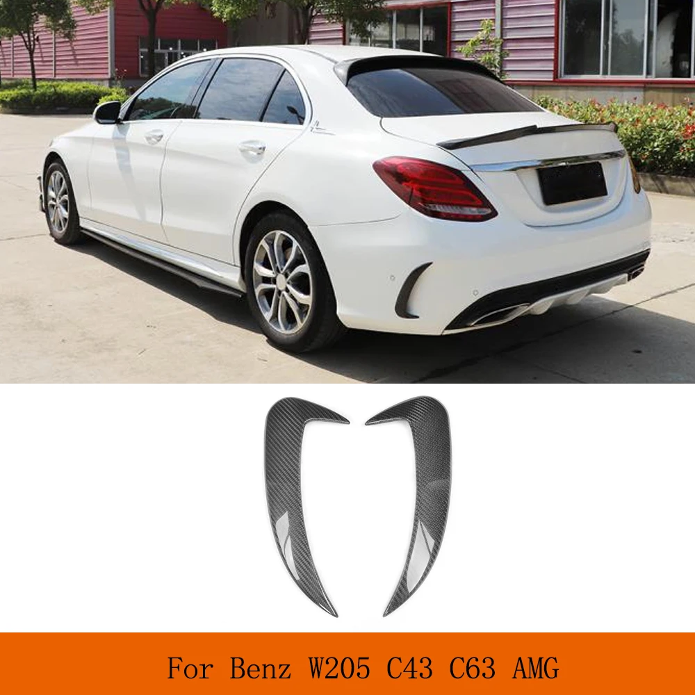 Каналы заднего бампера автомобиля из углеродного волокна для Mercedes-Benz C-Class W205 C63 C43 AMG Sedan 2014-2017, задние сплиттеры из кованого карбона Каналы заднего бампера автомобиля из углеродного волокна для Mercedes-Benz C-Class W205 C63 C43 AMG Sedan 2014-2017, задние сплиттеры из кованого карбона