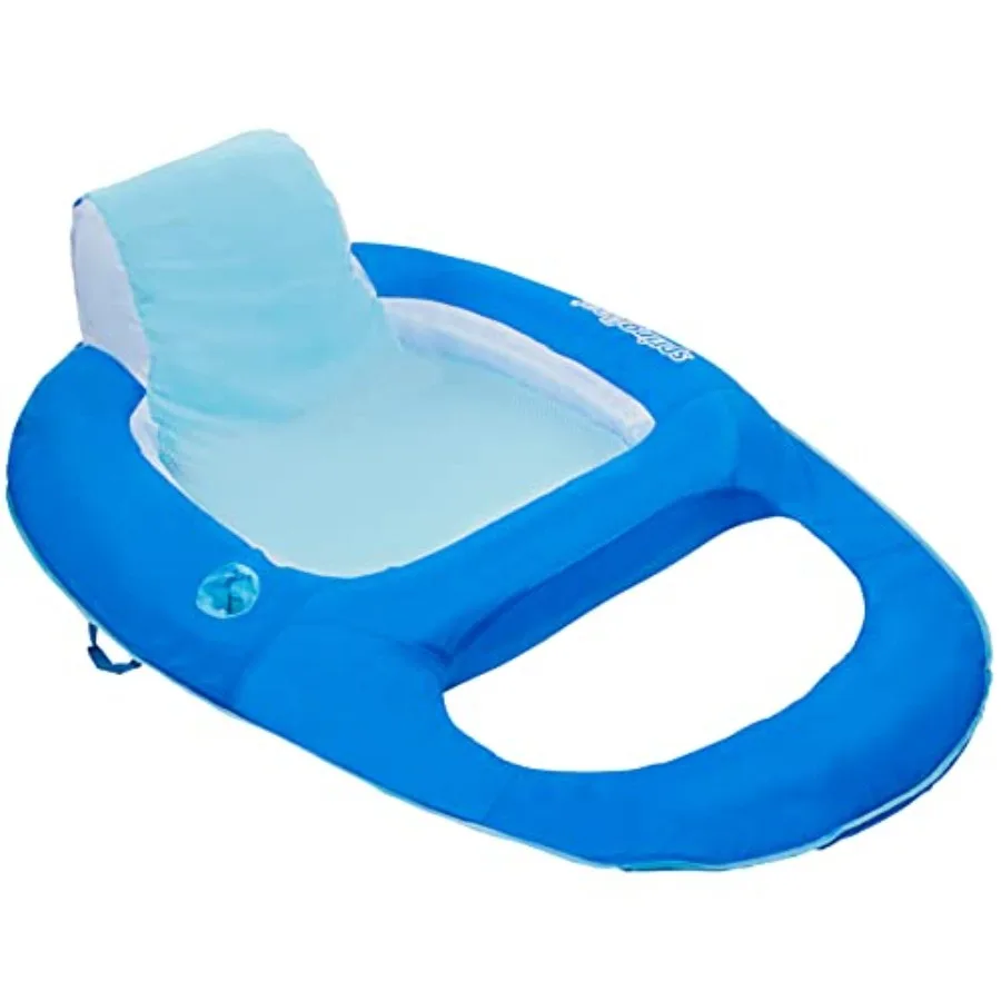 Pool, lake, beach, pond, river, island lounge seat: Aqua Blue water-buoyant spring float recliner with cup holder for summertim