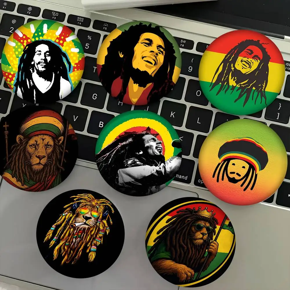 1pc Bob M-Marley Rasta Lion Cute Cartoon Style Badge Brooches On Backpack Decoration Round Enamel Pins For Accessorys