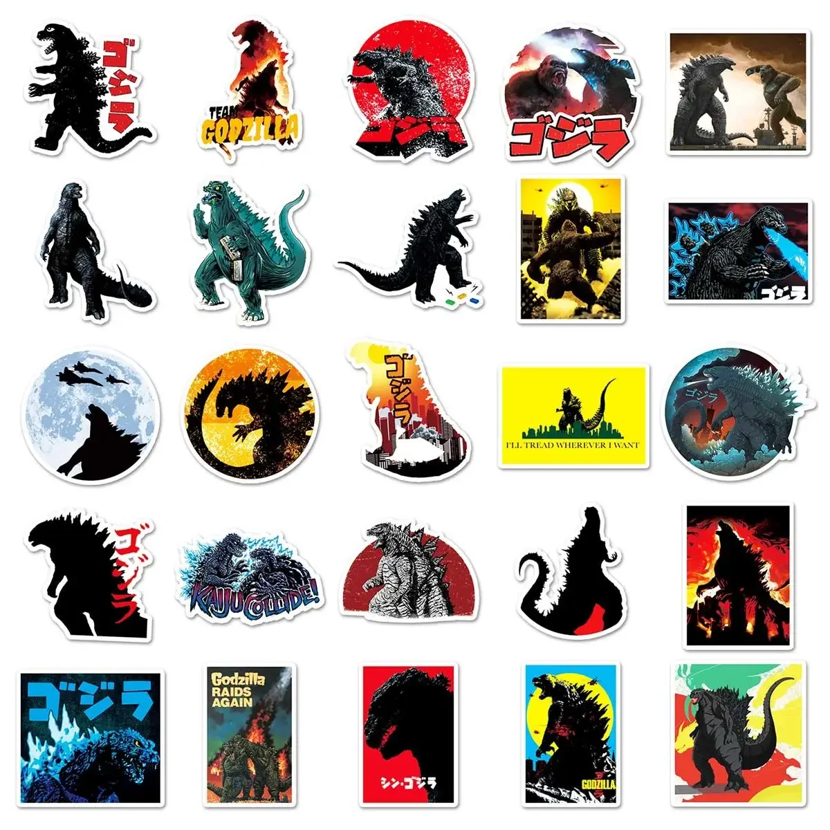 50 sztuk naklejki Godzilla vs King Kong Anime kreskówka ins dekoracja telefonu komórkowego torebka DIY wodoodporna naklejka prezent dla dzieci