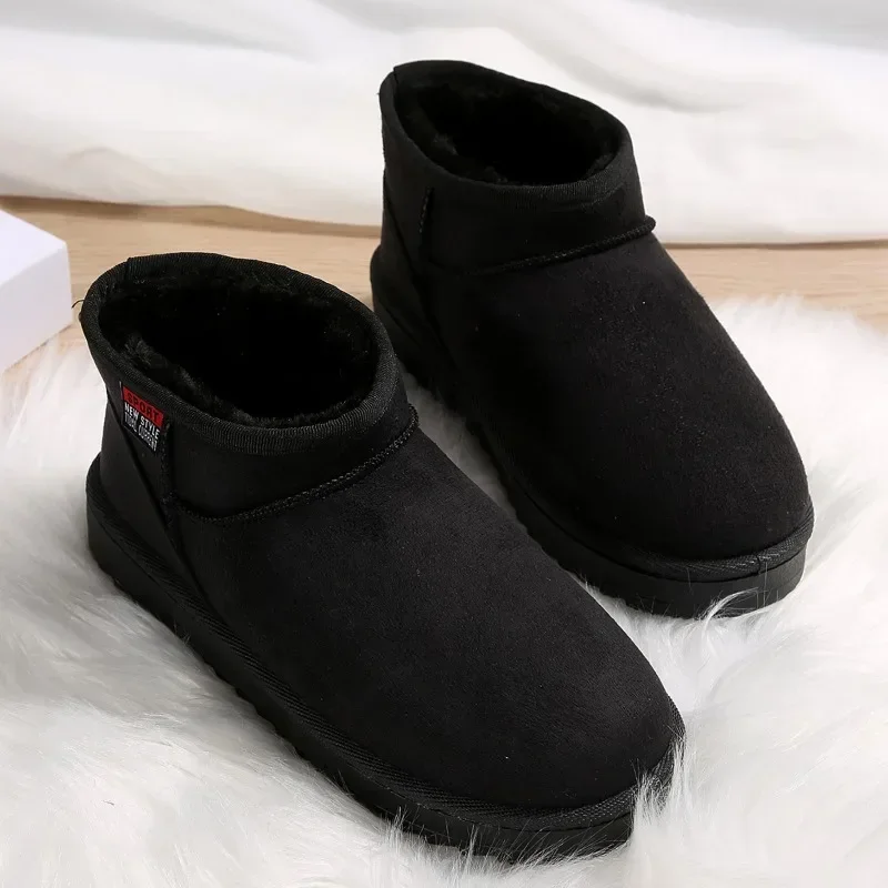 2024 High Quality Ladies Shoes Slip-on Women\'s Boots Fashion Round Toe Daily Boots  Women Winter Short Plush Solid Snow Boots