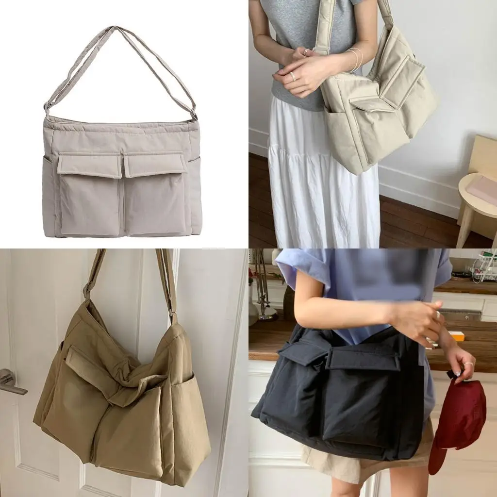 

D46D Practical Canvas Bag Compact Design Shoulder Crossbody Pack Lightweight Everyday Bag Spacious Storage For Essential