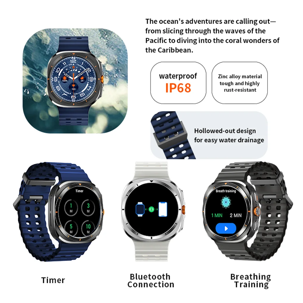 Reloj SOS 7 Ultra GPS brújula relojes inteligentes deportes al aire libre BT llamada Smartwatch hombres mujeres IP68 impermeable menú 3D Monitor de salud