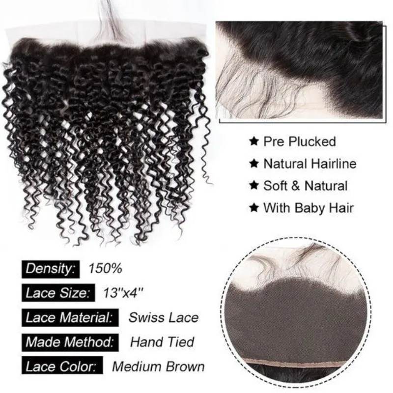 13x4 Lace-Frontal, krauses, lockiges, natürliches Haar, weiche Textur, vorgezupfte Babyhaare, kann gefärbt und gebleicht werden, Perücke für den täglichen Gebrauch – Detail 6