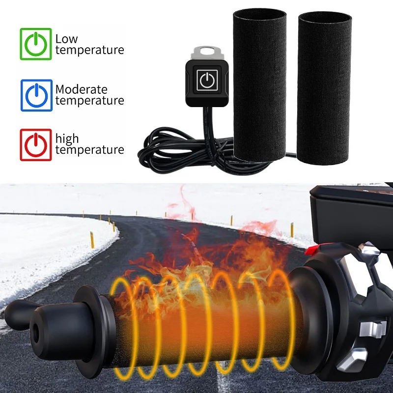 Universal 12V Motorcycle Velcro Electric Heating Handl Heated Grips Inserts Handlebar Hand Warmers For Grip ATV Motorcycle Bike