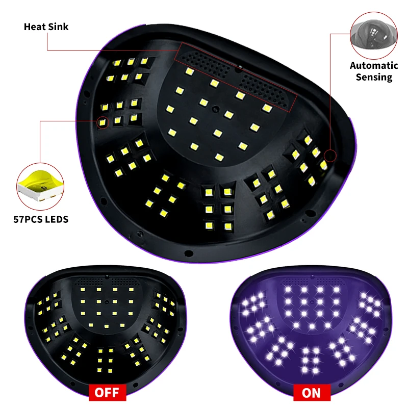 المهنية الأشعة فوق البنفسجية مصباح مسمار LED لتجفيف الأظافر ، هلام الورنيش مجفف مع 57 أو 36 المصابيح ، مصباح الجليد لفن مانيكير ، أدوات صالون