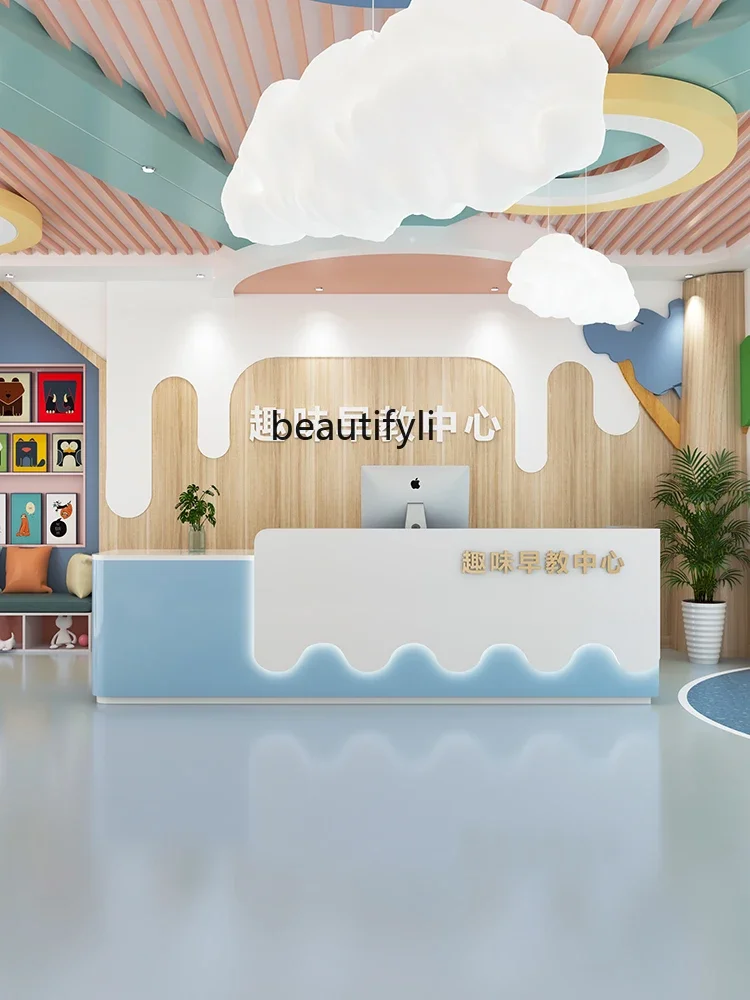 Art Training Institution Front Desk Early Education Center Bar Kindergarten Swimming Pool Cashier Reception Desk