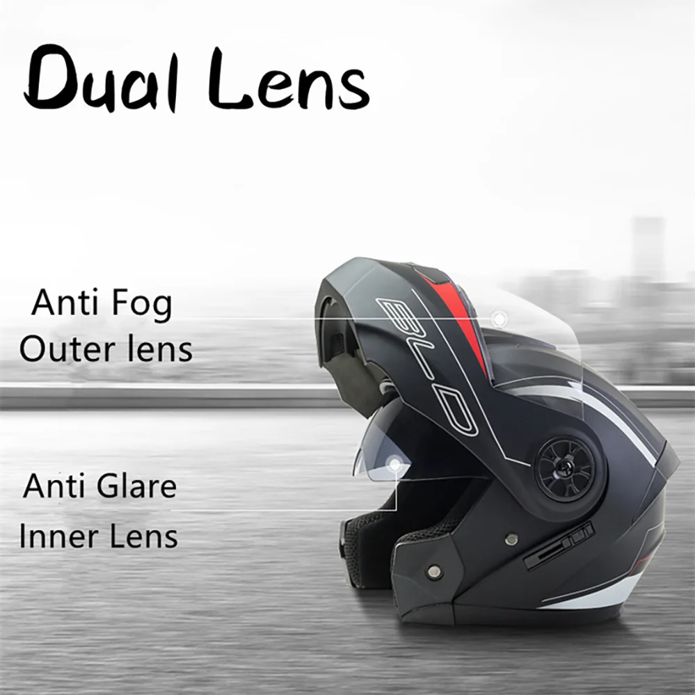 Gepersonaliseerde Mode Full Face Motorhelm Dual Lens Flip Up Helmen Motorcross Racen Modulaire Cascos Para Moto Mannen Vrouwen