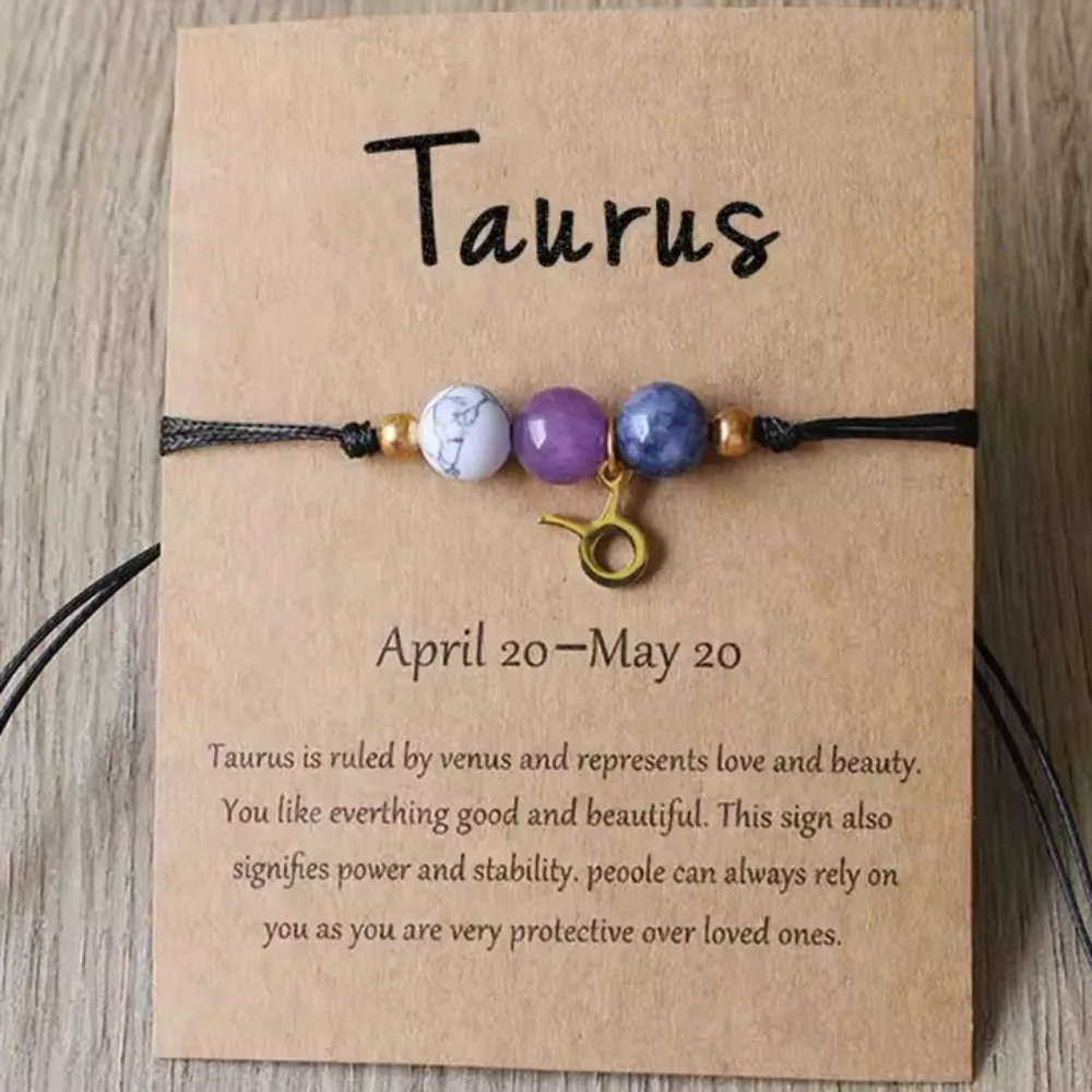 Aries Taurus Gemini Cancer Leo Virgo Libra Scorpio Sagittarius Capricorn Aquarius Pisces Gifts for Women Zodiac Bracelet Tiki