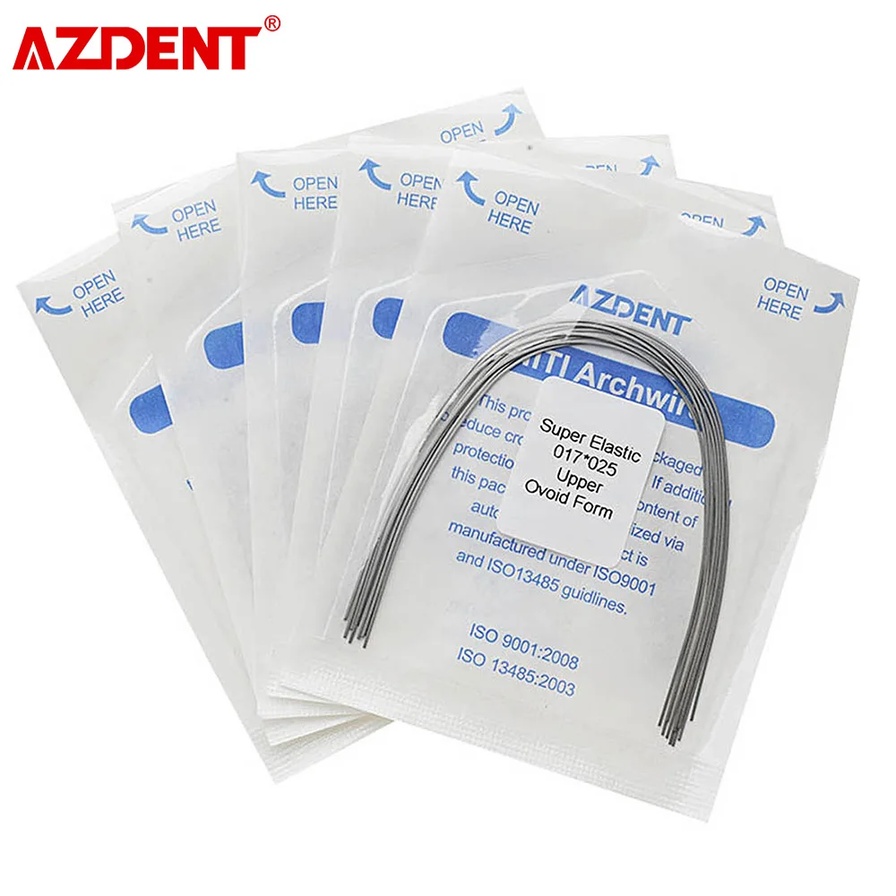 5 Packs AZDENT Dental Orthodontic Arch Wires Super Elastic NITI Alloy Rectangular Shape Ovoid Form 10pcs per Pack