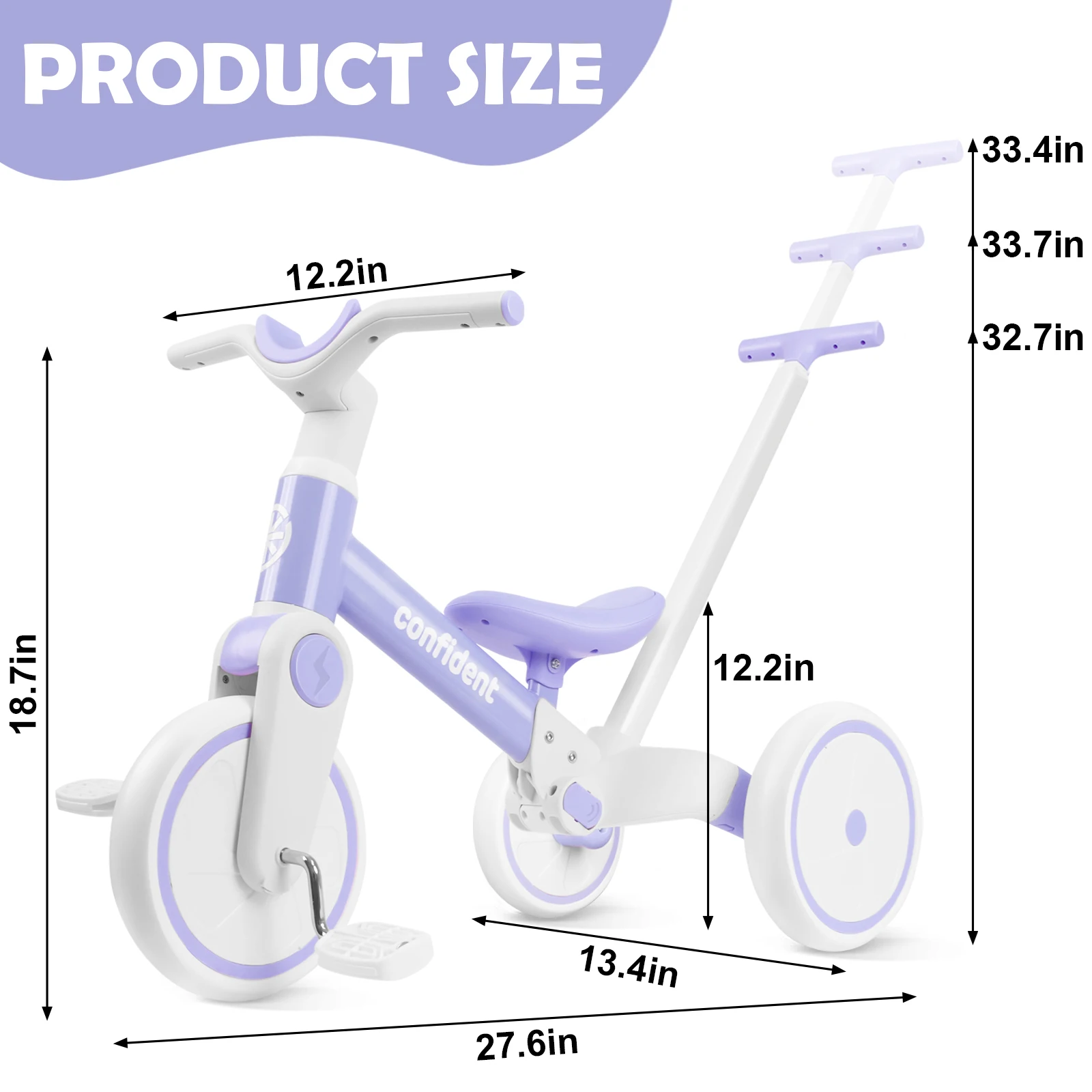 Triciclo per bambini per ragazzi e ragazze di 1/2/3 anni Il miglior regalo di compleanno per la bici da allenamento per l'equilibrio del bambino Pneumatici antiscivolo per la sicurezza dei bambini