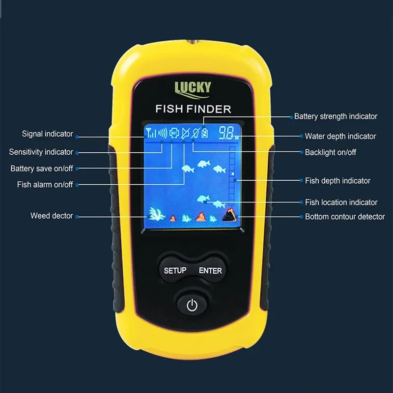 Imagem -05 - Lucky-fish Finder Portátil com Display Lcd Fish Finder Sonar sem Fio 120 Meter Range 40 Meter Profundidade Sensor Ffcw11081