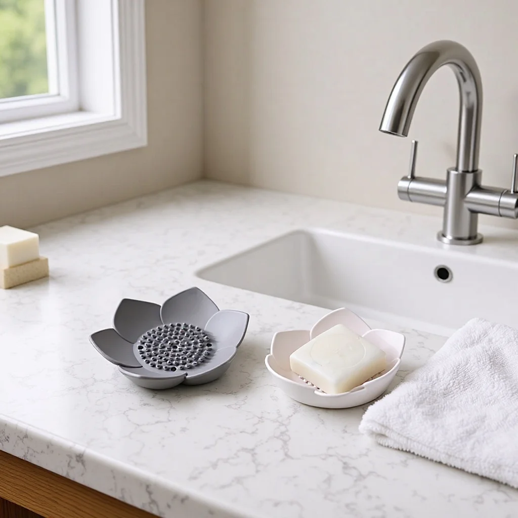 

1pcs Lotuss Design Portable Soap DishesHolder Silicone Non-slip Portable Soap Box Drain Box Bathroom Accessories