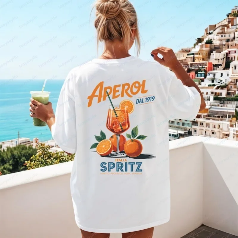 Camiseta Aperol Spritz, ropa de verano para amantes del Spritz, camiseta unisex para fiesta, regalo con vibes festivas para los fanáticos del Aperol, tops informales de moda para mujer