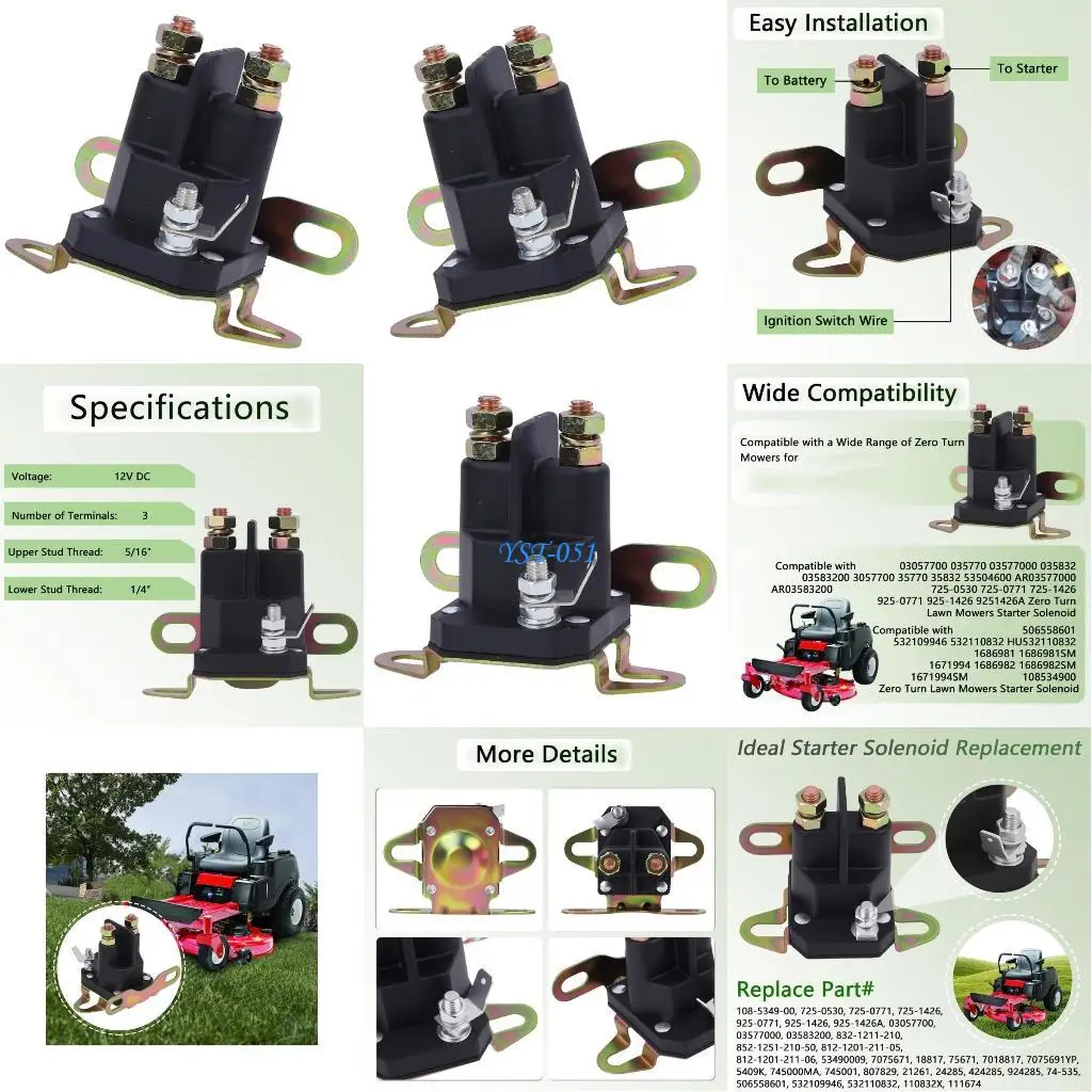

E15A 108-5349-00 Starter Solenoid Providing Consistent Performances For Lawn Mowers