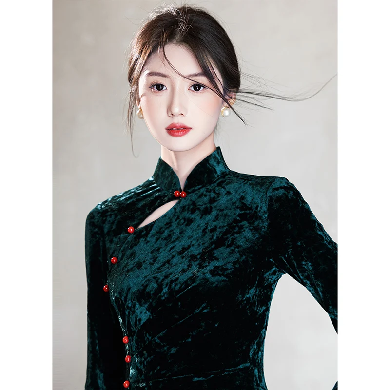 

Ele een Velvet Simple Yet Sophistied Chinese Sle Women's Dr для выступлений и повседневной носки