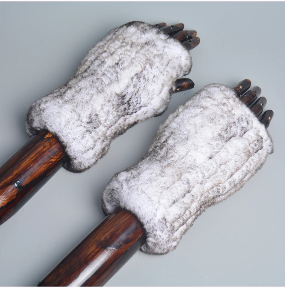 Lady Winter 100% Natural Real Rex Rabbit Fur Glove Women Soft Rex Rabbit Fur Glove Foashion Warm Knitted Genuine Fur Gloves