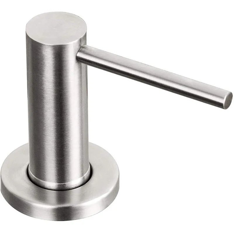 

Kitchen Sink Soap Dispenser Stainless Steel Refillable Pump 17oz Bottle Built-In Design