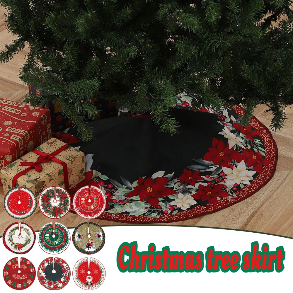 1PC New Christmas Printed Tree Skirt Cartoon Round Elk Christmas Tree Decoration Base Ornament Decoracion Arbol Navidad 크리스마스