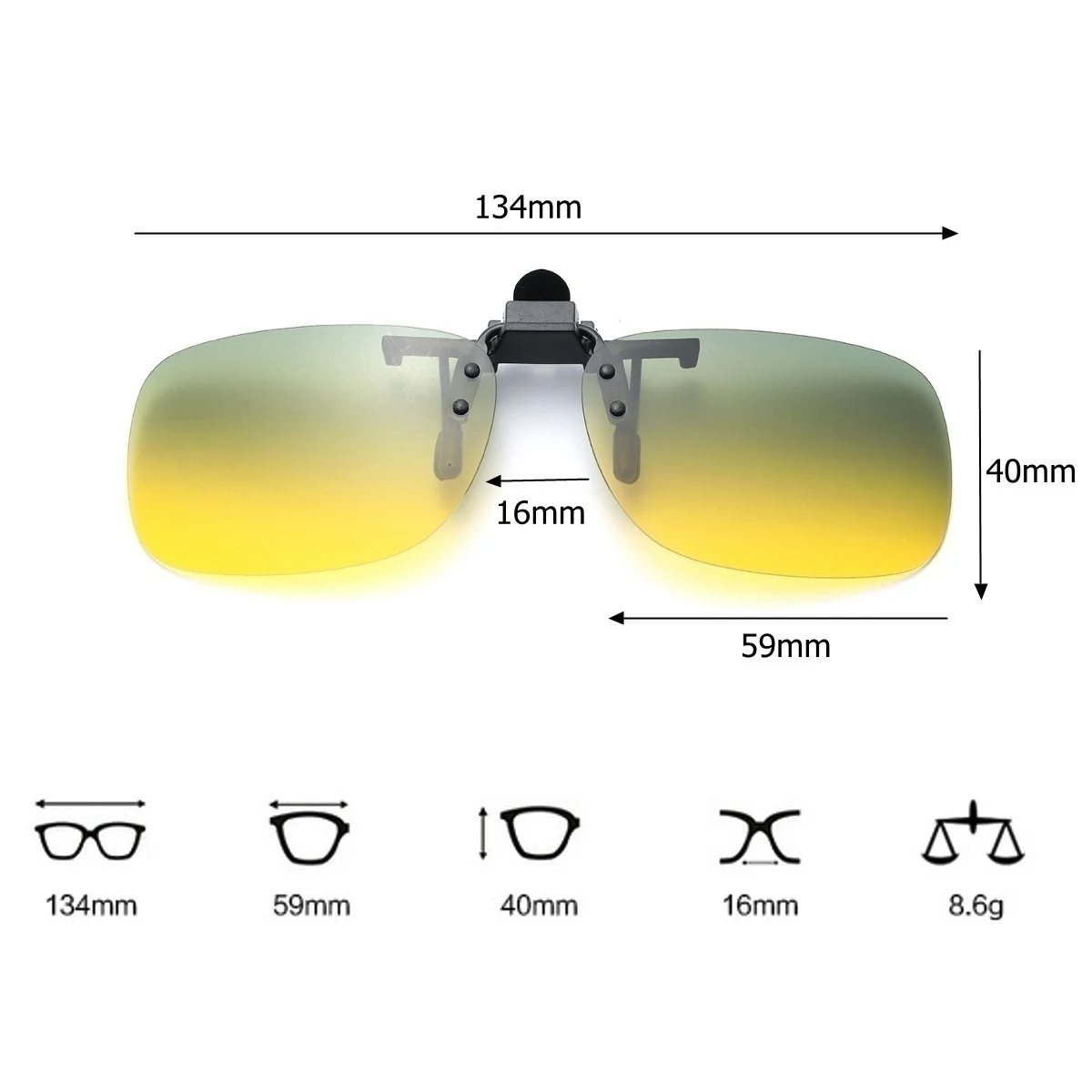 UV400 Day Night Vision Driving Clip on Sunglasses Flip Up Anti Glare Sun Glasses Clip Lens Polarized Lens Glasses Goggles Clip