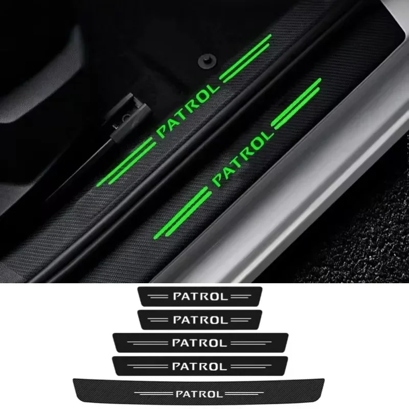 Luminous Car Door Threshold Sill Trunk Protector Stickers for Nissan Patrol Logo Qashqai Leaf Juke Patrol X Trail Tiida Navara