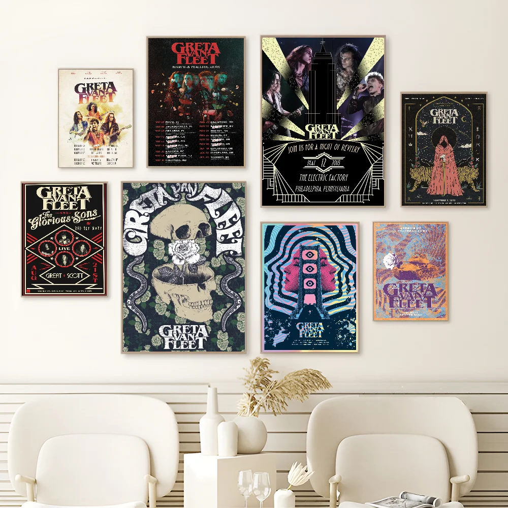 Pop Rock Band Greta Van Fleet Classic Movie Posters Fancy Wall Sticker for Living Room Bar Decoration Room Wall Decor