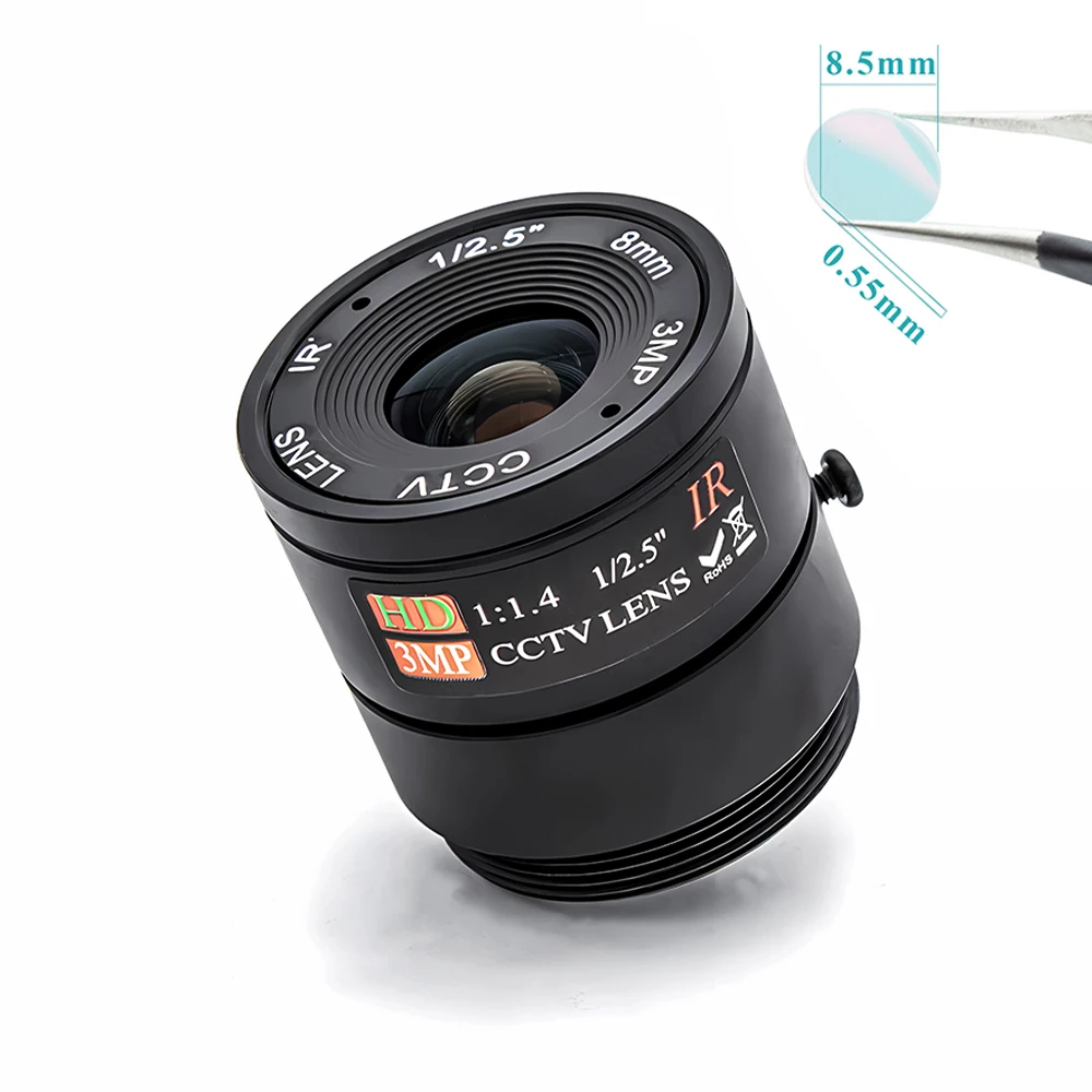 WGWK wysokiej jakości przemysłowy obiektyw o stałej ogniskowej 4mm/6mm/8mm 1/2.5 "CS Mount filtr podczerwieni obiektyw CCTV do kamery bezpieczeństwa nadzoru — zdjęcie 5