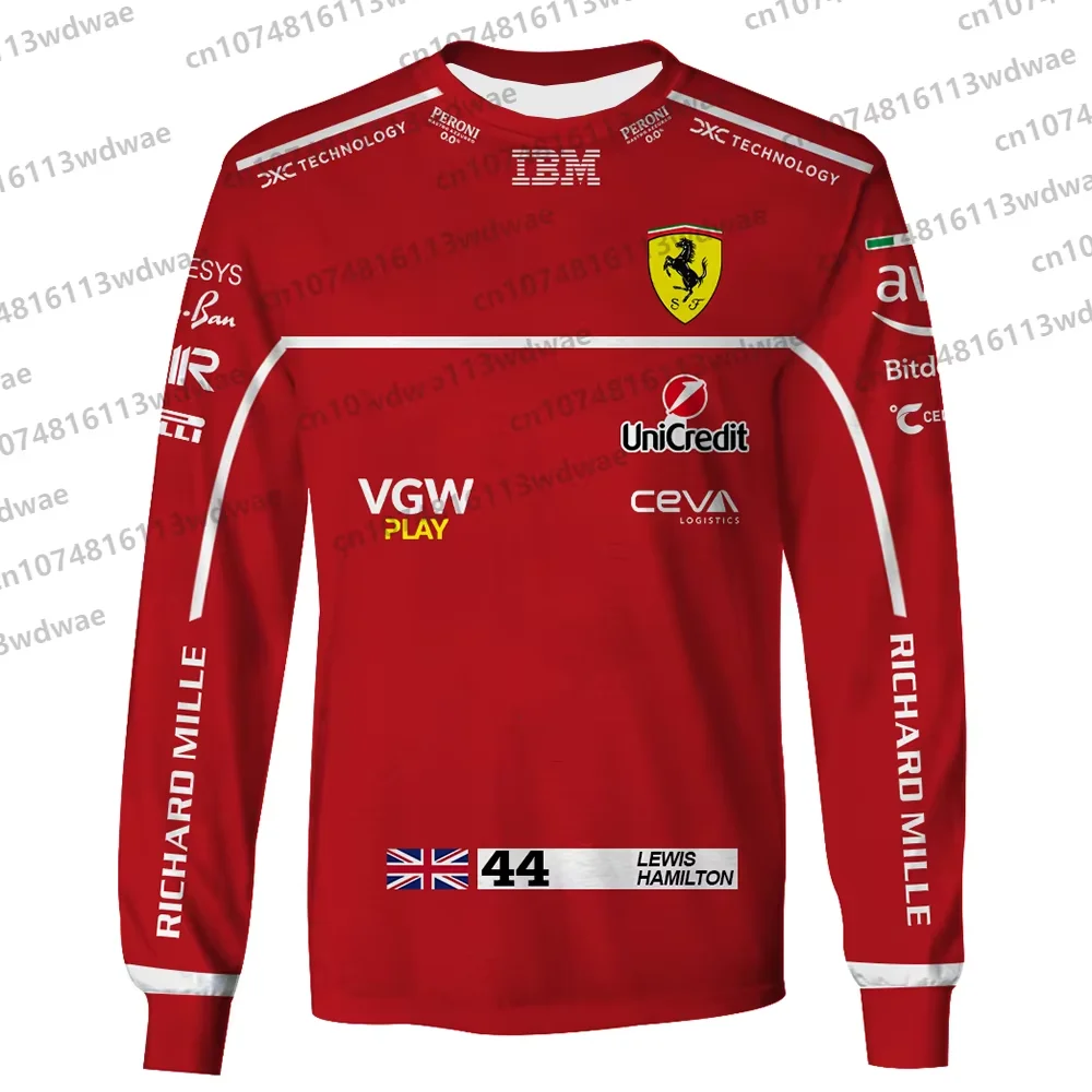 

Formula 1 Team Racing Print Long Sleeve Scuderia F1 Team Jersey 25 Lewis Hamilton 44 Scuderia Racing F1 Team Race Suits T-shirt