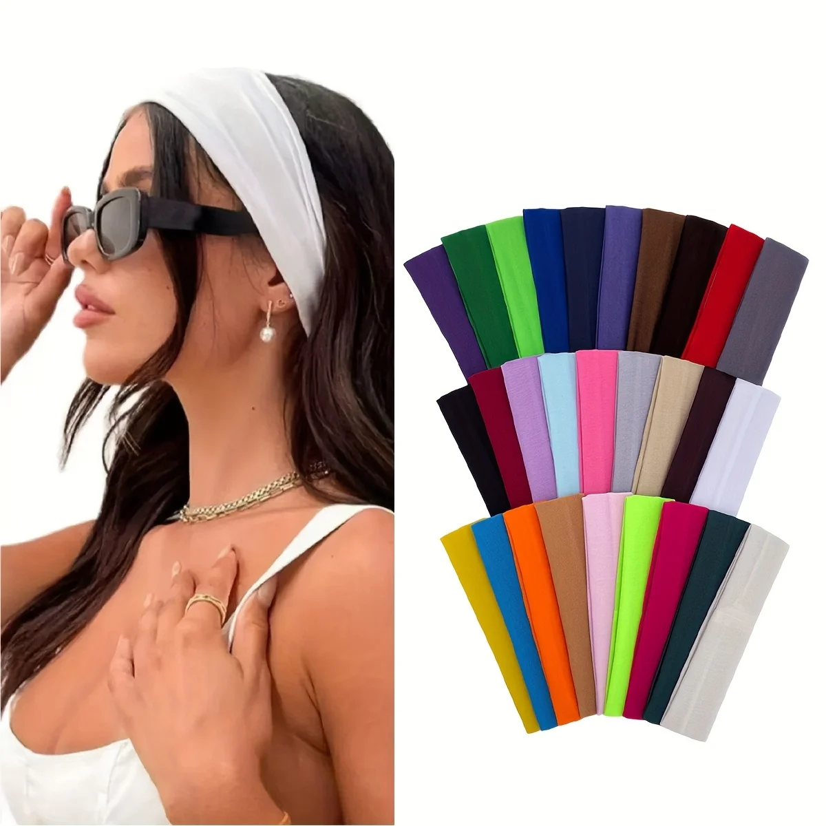 4/8 Uds Color puro, alta elasticidad, diadema deportiva antitranspirante absorbente de sudor, especial para Yoga Fitness correr