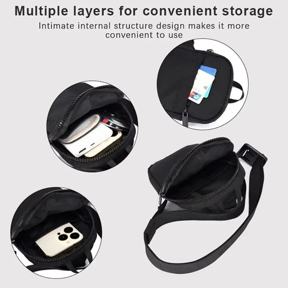 Casual Small Bag Zipper Men Chest Bag Nylon Waterproof Mobile Phone Bag Handbag Multipocket Small Shoulder Bag Boys