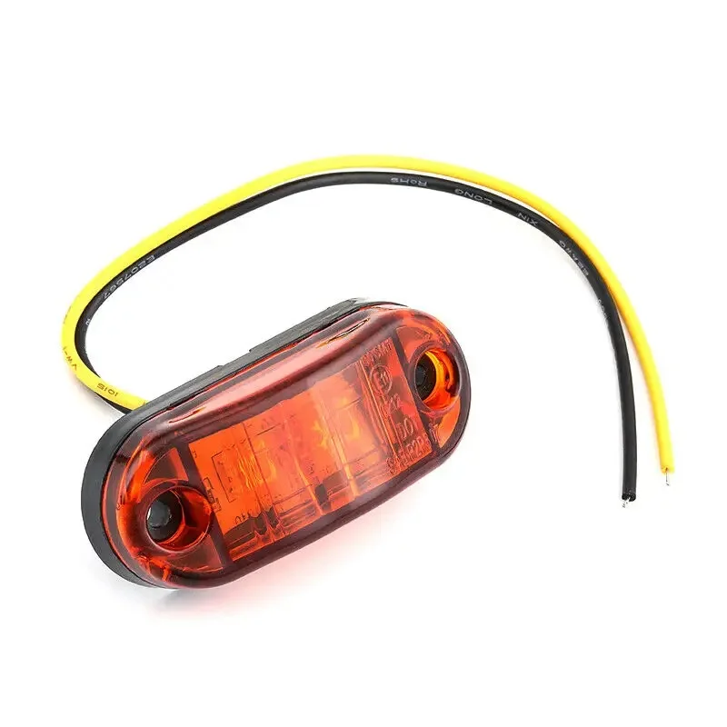 Fuleem 10PCS Amber 2LED Clearance Trailer Truck Lorry Side Marker Turn Lamp Light Handy 12V 24V Waterproof