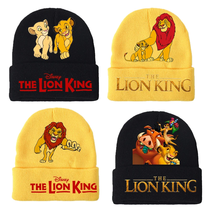 

Mufasa Lion King Knitted Hat Disney Cartoon Anime Print Woolen Cap Children Winter Warm Thick Casual Beanies Cap Student Gifts