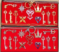 13pcs /Set Kingdom cos Hearts Cosplay Keyring Pendant Keychain Necklace Ornament Key Chain Box Gifts