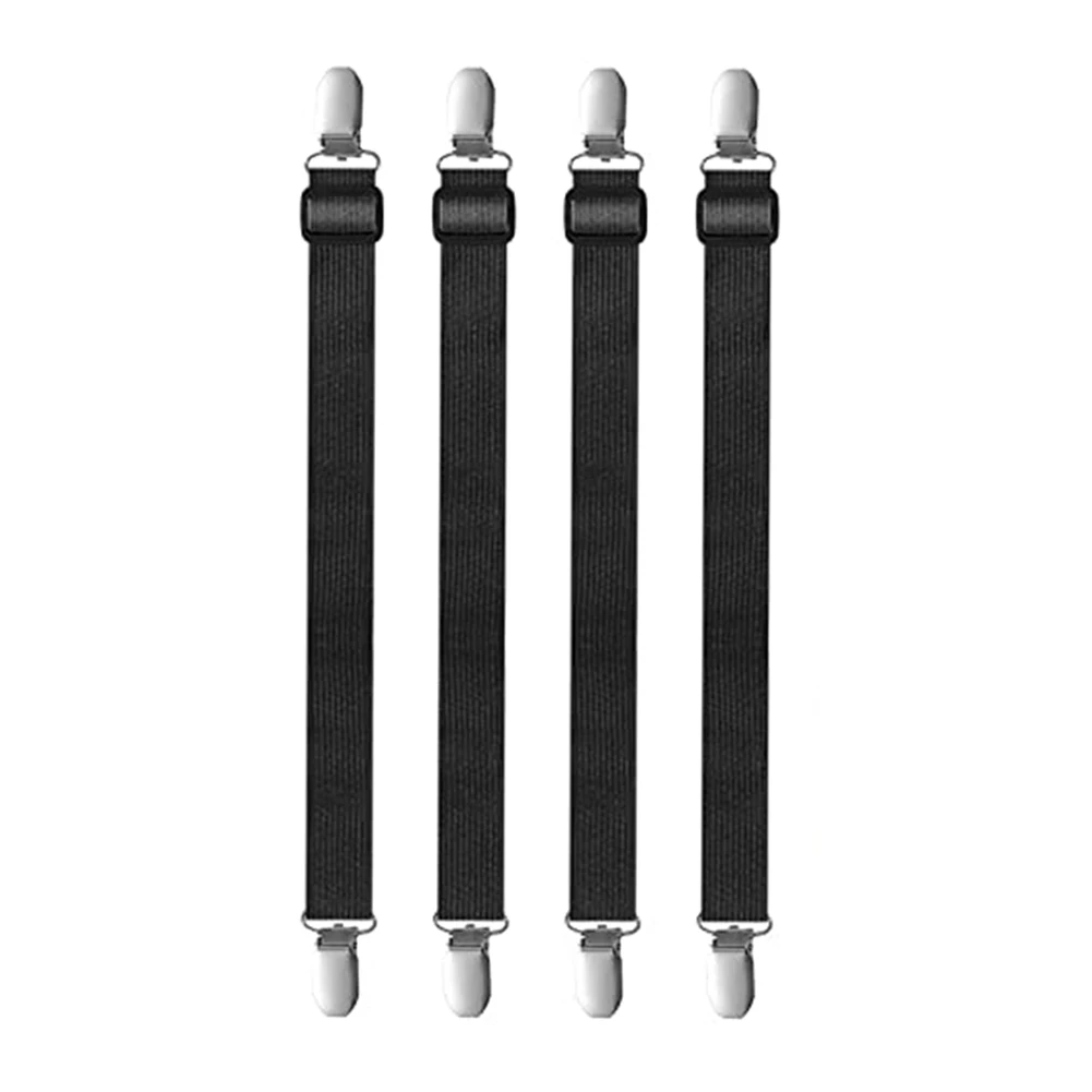 4Pcs/set Elastic Bed Sheet Grippers Double Head Clips Gripper Holder Suspender Bed Sheet Fasteners Adjustable Length 15-30cm