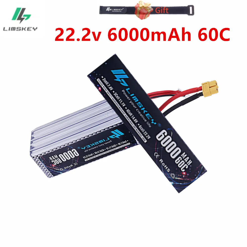 

Аккумулятор LiPo 60C 6S 22.2V 6000мАч для радиоуправляемых моделей автомобилей и дронов, запчасти для гонок, улучшенная версия аккумулятора 5200мАч