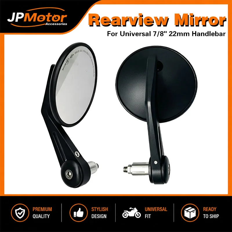 7/8" 22mm Lenkerend-Rückspiegel Motorrad Aluminium Universal Anti-Shake Rückspiegel für MT07 MT09 CB650R NC750X – Detail 2