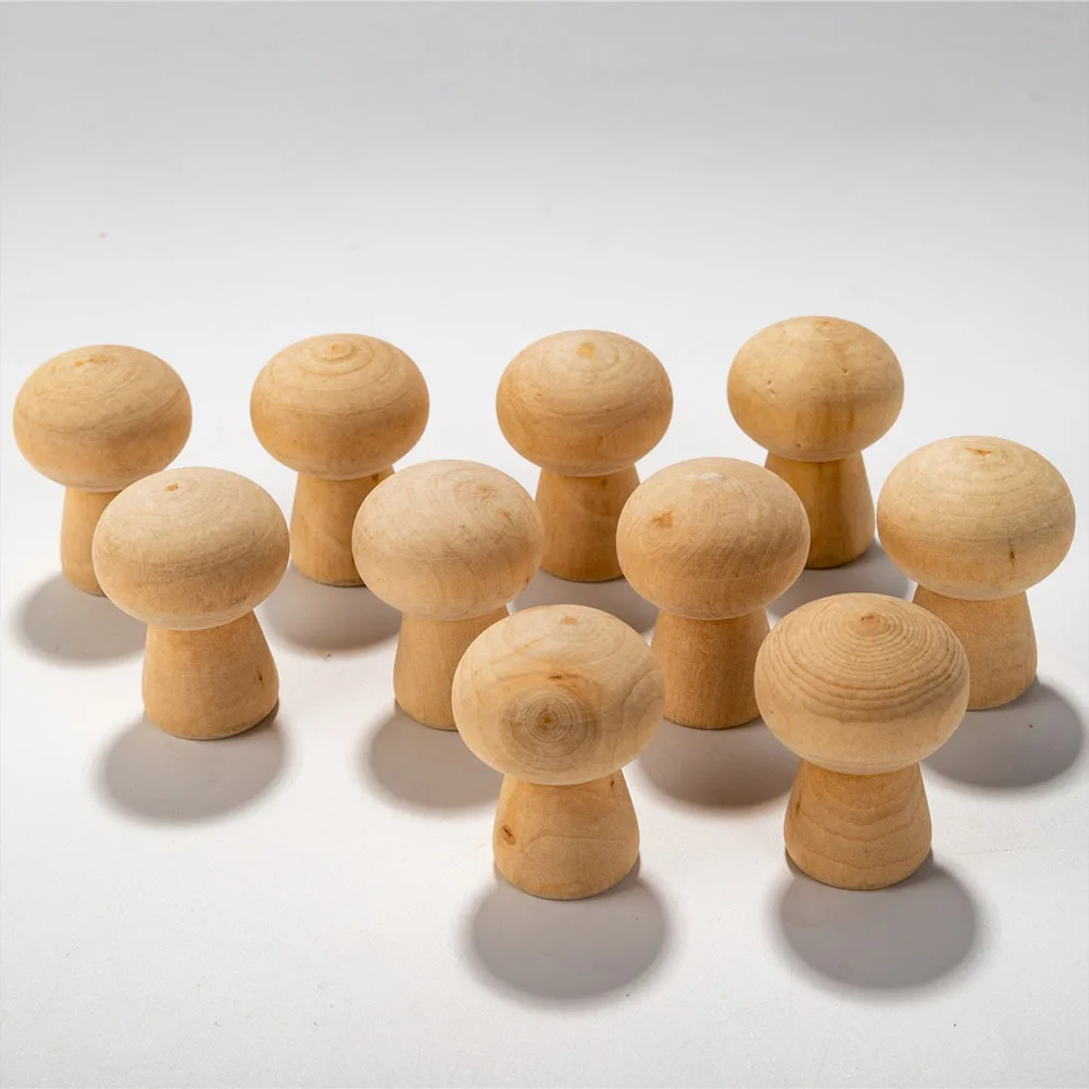 20 pièces en bois naturel en forme de champignon inachevé bricolage Graffiti enfants dessin éducatif bureau parure jouets en bois