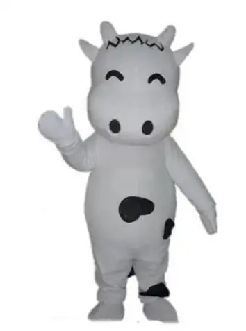 Costume de mascotte de dessin animé pour adulte, robe de paupières en peluche, costume de mascotte de vache blanche, bijoux d'Halloween et de Noël, nouveau