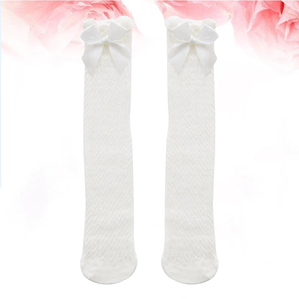 

38Cm Butterfly Knot Infant Socks Girls Knee High Long Cotton Soft Lace Socks Breathable Warm Fashionable Children Legwear