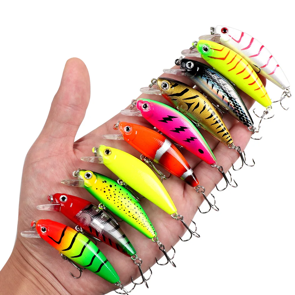 Fishing Lure Sinking Minnow 6.5cm/9g Killer Peacock 3D Eyes Laser Bait with 2 Trible Hook