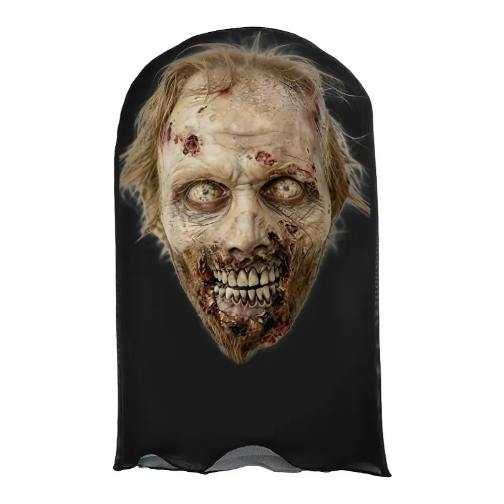 Unisex Breathable Mesh Full Face Mask Fuzzy Eyes and Fierce Skull A Multi Functional Holiday Mask Designed for Costume Parties