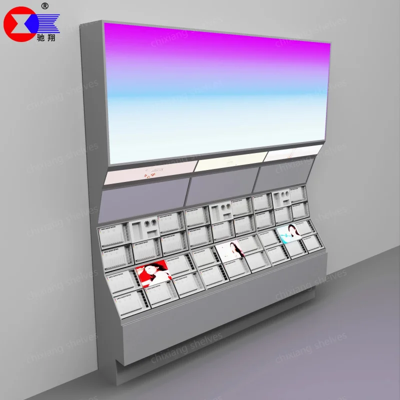 custom.Customized Metal Wooden Counter Lipstick Eyeshadow Display Rack Shampoo Luxury Cosmetics Shelves