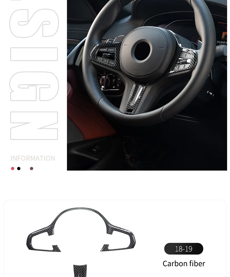 Kohle faser Auto Lenkrad Panel Dekoration Rahmen Abdeckung für BMW M Sport G30 G32 G20 X3 X4 G01 G02 X5 X7 G05 G07 5er – Detail 4