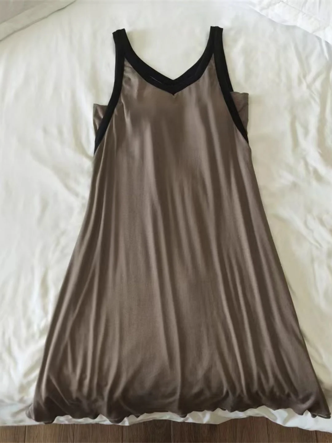 

plus Size Summer Thin V-Neck Color Block Long Sleep Dress Strap Home Clothes Casual Wear Outerwear Sweet Style No Brand