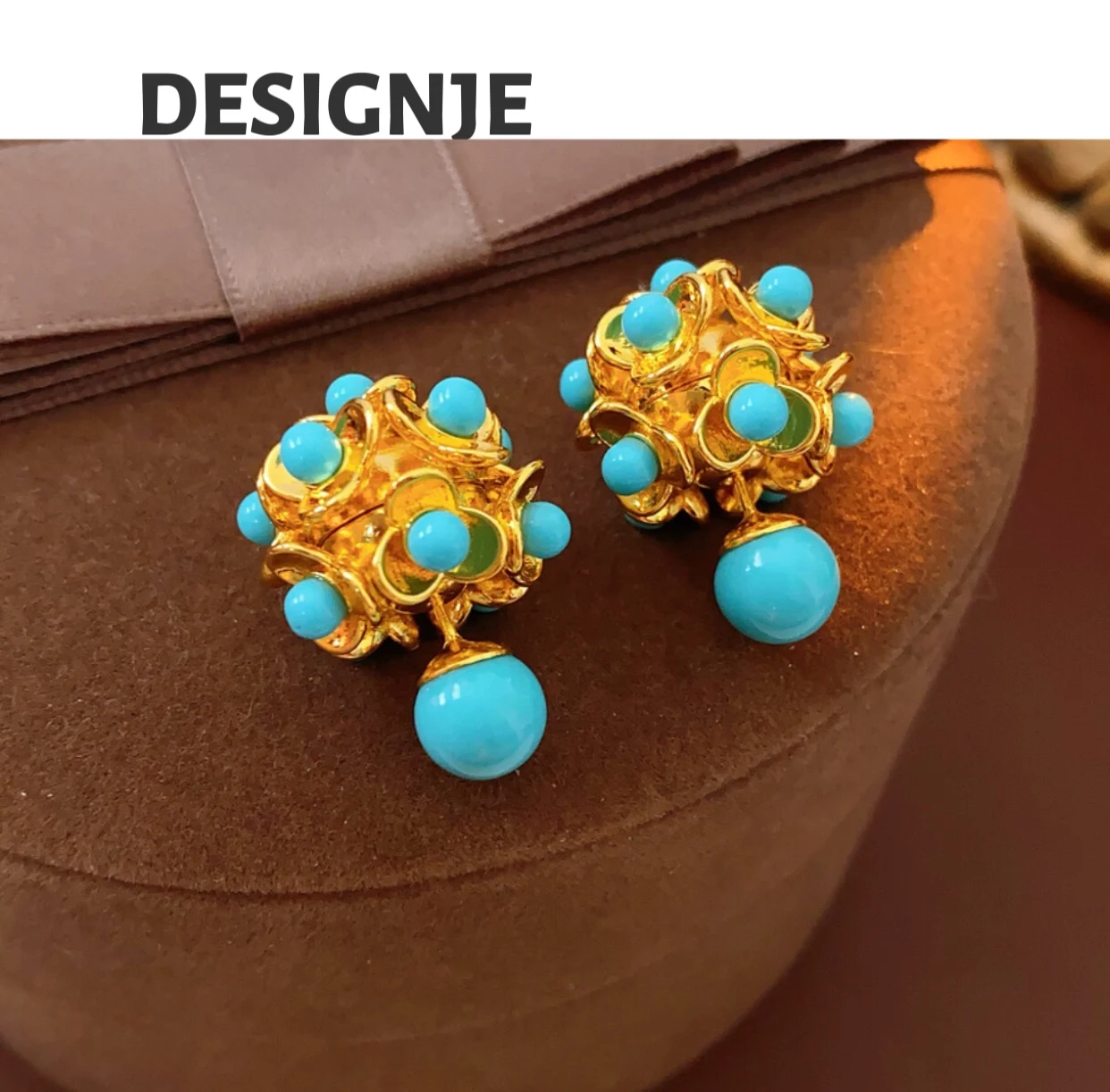 

[Special] Luxurious silver needle resin flower two-piece earrings, retro ethnic style earrings, versatile, high-end, fashionable