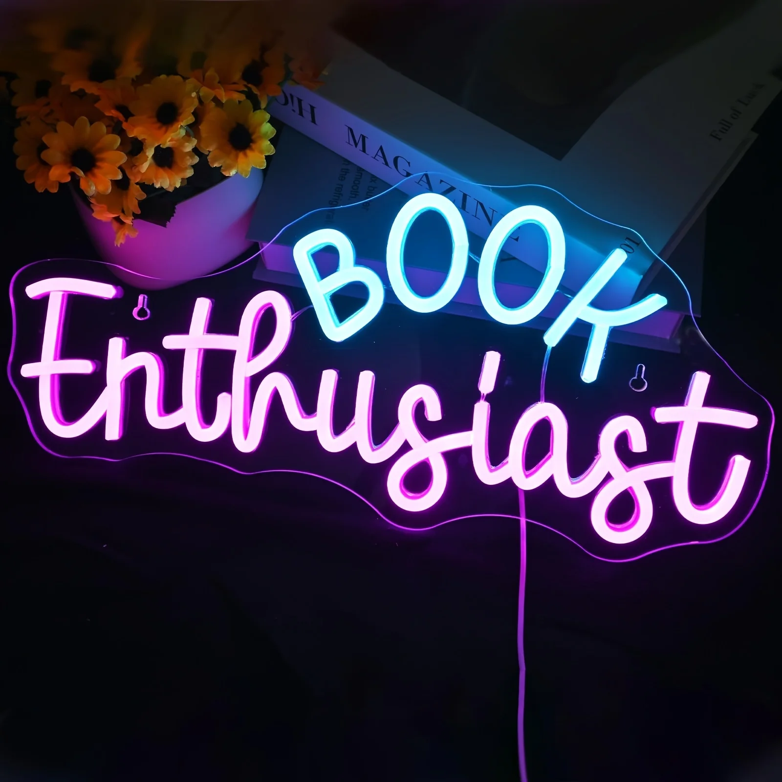 Book Enthusiast Neon Sign Wall Decor Light for Classroom Book Party Library Reading Room Decoration Bookish Gifts